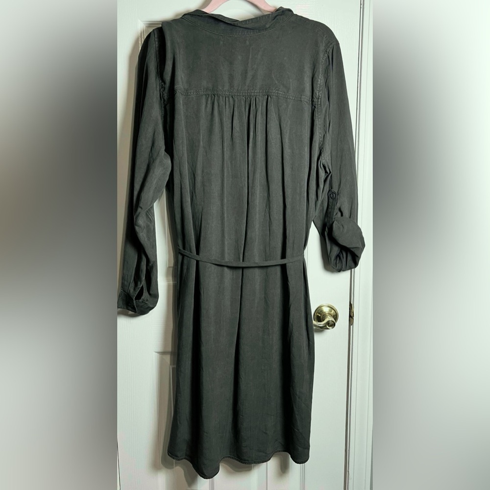 Side Stitch Los Angeles Women’s XL Button Up Charcoal Dress w/collar & pockets - Picture 2 of 7